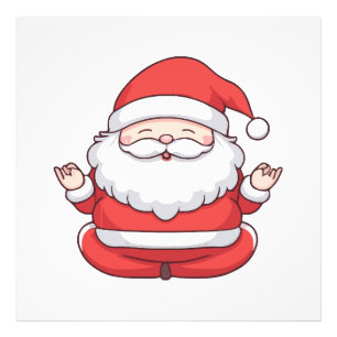 Lustiger Kawaii Nikolaus Yoga Meditation Fotodruck