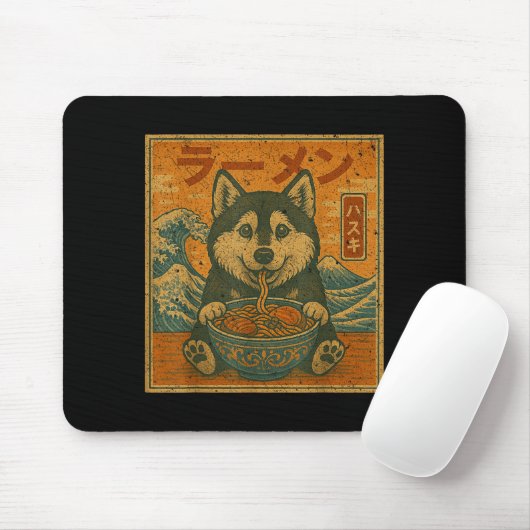 Lustiger Kawaii Ramen Husky Japanische Nudeln Husk Mousepad (Mit Mouse)