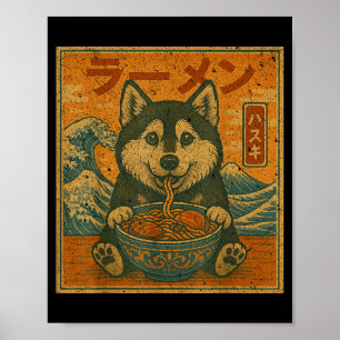 Lustiger Kawaii Ramen Husky Japanische Nudeln Husk Poster