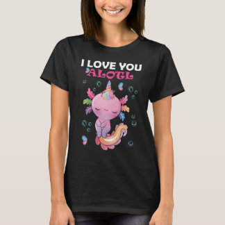 Lustiger kawaii rosa Axolotl Valentinstag T-Shirt