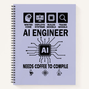 Lustiger KI-Ingenieur Code-Programmierer Entwickle Notizblock