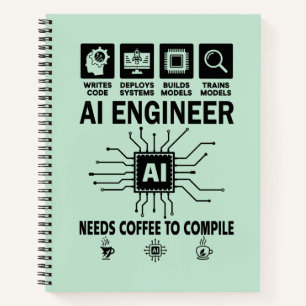 Lustiger KI-Ingenieur Codierer Programmierer Entwi Notizblock