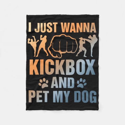 Lustiger Kickbox-Hundefreund Ich will nur Kickboxe Fleecedecke (Vorderseite)
