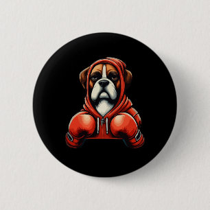 Lustiger Kickboxen- oder Boxen-Boxer-Hund Button
