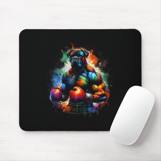 Lustiger Kickboxer- oder Boxerhund Farbspritzer  Mousepad (Mit Mouse)