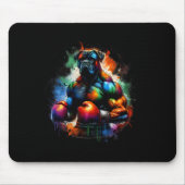 Lustiger Kickboxer- oder Boxerhund Farbspritzer  Mousepad (Vorne)
