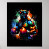 Lustiger Kickboxer- oder Boxerhund Farbspritzer  Poster (Vorne)
