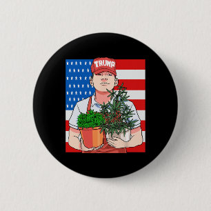 Lustiger Kiffer Stoner Wählt für Präsident Trump Button