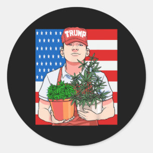 Lustiger Kiffer Stoner wählt Präsident Trump  Runder Aufkleber