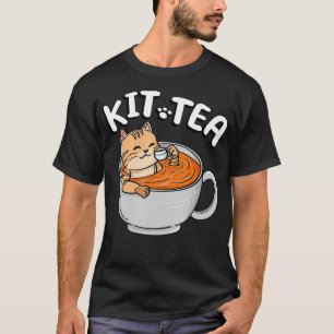 Lustiger KIT TEA Kitty Katze Kätzchen Teetrinker H T-Shirt