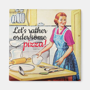 Lustiger Kitsch 1950er Jahre Vintage-Hausfrau in d Magnet