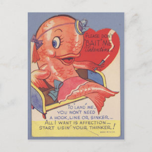 lustiger Kitsch Vintage Fisch Valentinstag Feiertagspostkarte