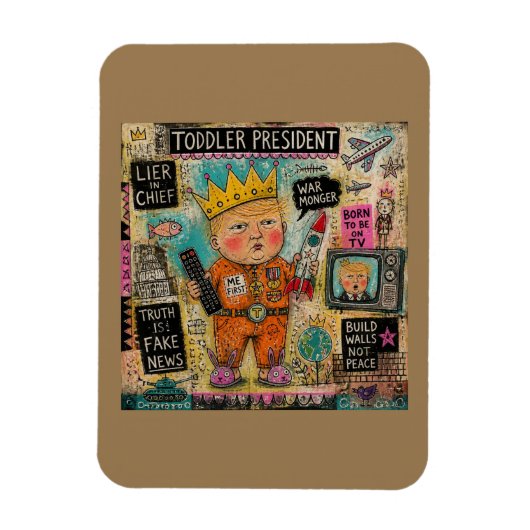 Lustiger Kleinkind-Präsident Cartoon-Collage Magnet (Vertikal)