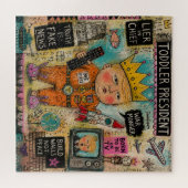 Lustiger Kleinkind-Präsident Cartoon-Collage Puzzle (Horizontal)
