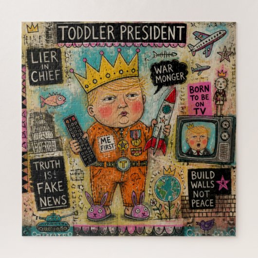 Lustiger Kleinkind-Präsident Cartoon-Collage Puzzle (Vertikal)