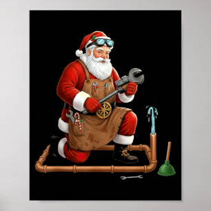 Lustiger Klempner Weihnachtsmann Weihnachtsgrafik Poster