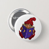 lustiger Knopf des Lesegnome Button (Vorne & Hinten)