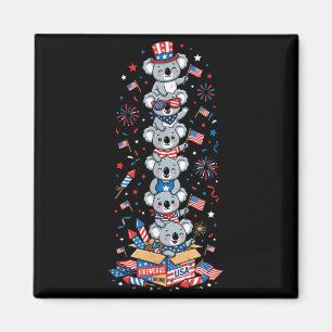 Lustiger Koala Amerikanische USA-Flagge Memorial D Magnet