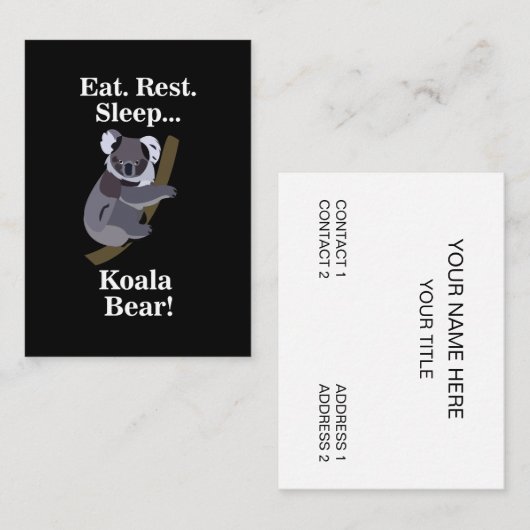 Lustiger Koala-Bär Visitenkarte (Vorne/Hinten)