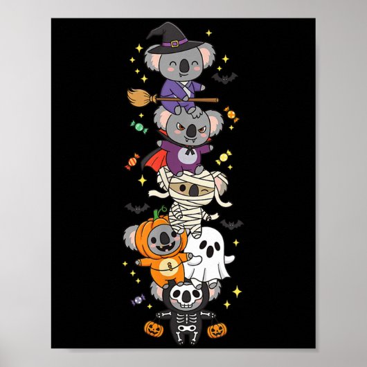 Lustiger Koala Hexen Vampir Geist Halloween Kinder Poster (Vorne)