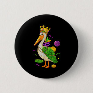 Lustiger König Pelikan Mardi Gras Perlen New Orlea Button