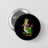 Lustiger König Pelikan Mardi Gras Perlen New Orlea Button (Vorne & Hinten)