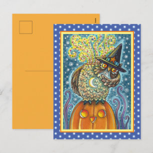 LUSTIGER KOPFLOSER REITER OWL, SLEEPY HOLLOW VOGEL FEIERTAGSPOSTKARTE
