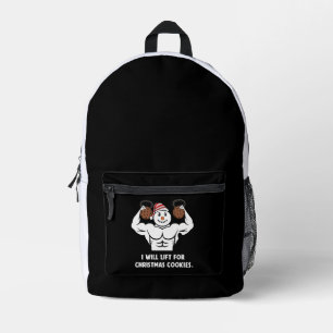 Lustiger Kraftdreikampf-Schneemann-Weihnachts-Gym- Bedruckter Rucksack