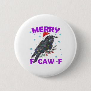 Lustiger Krähen-Weihnachtsklassiker im Vintage-Sti Button