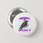 Lustiger Krähen-Weihnachtsklassiker im Vintage-Sti Button (Vorne & Hinten)
