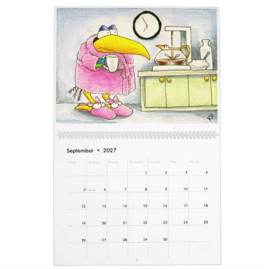 Lustiger Krähenillustrationskalender Kalender (Sep 2027)