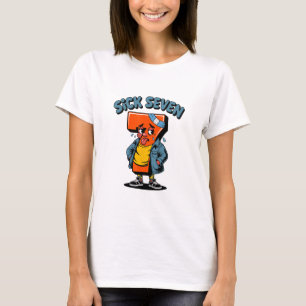 Lustiger Kranker Sieben Meme Sechs Sieben Wortspie T-Shirt