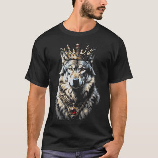 Lustiger Kronen-König-Wolf Coole Tiere Wolfsfreund T-Shirt