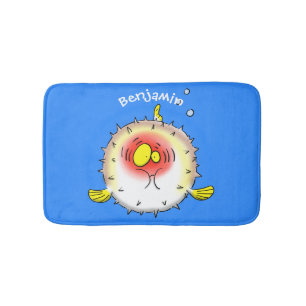 Lustiger Kugelfisch Igelfisch Cartoon Badematte