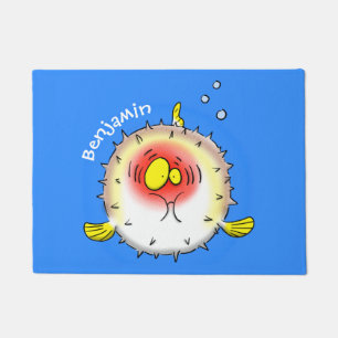 Lustiger Kugelfisch Igelfisch Cartoon Fußmatte