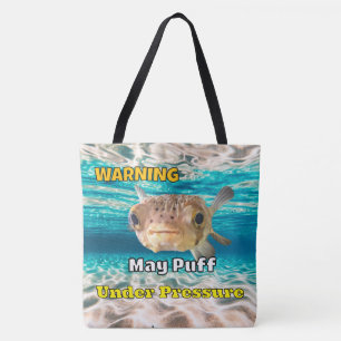 Lustiger Kugelfisch-Warnhinweis: Kann unter Druck Tasche