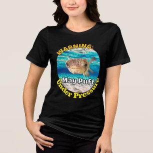 Lustiger Kugelfisch-Warnhinweis: Kann unter Druck Tri-Blend Shirt