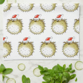 Lustiger Kugelfisch Weihnachten Geschirrtuch (Gefaltet)