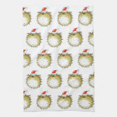 Lustiger Kugelfisch Weihnachten Geschirrtuch (Vertikal)