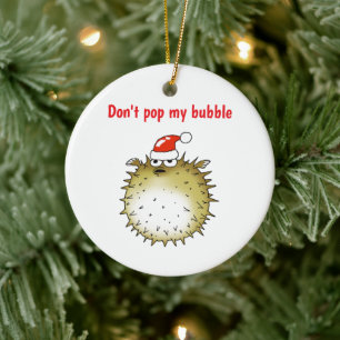 Lustiger Kugelfisch Weihnachten - Platziere nicht  Keramik Ornament