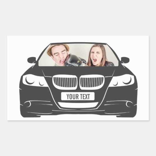 Lustiger kundenspezifischer Foto-Auto-Rahmen Rechteckiger Aufkleber (Vorderseite)