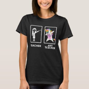 Lustiger Kunstlehrer Dabbing Einhorn Zurück in die T-Shirt