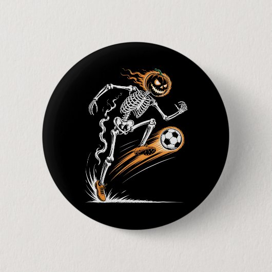 Lustiger Kürbis-Fußball-Halloween-Fußball-Kostüm f Button (Vorderseite)