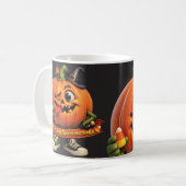 Lustiger Kürbis Halloween Kaffeetasse (Vorderseite Links)