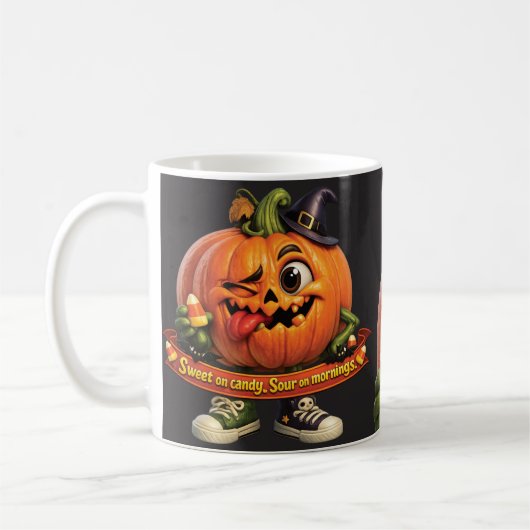 Lustiger Kürbis Halloween Kaffeetasse (Links)