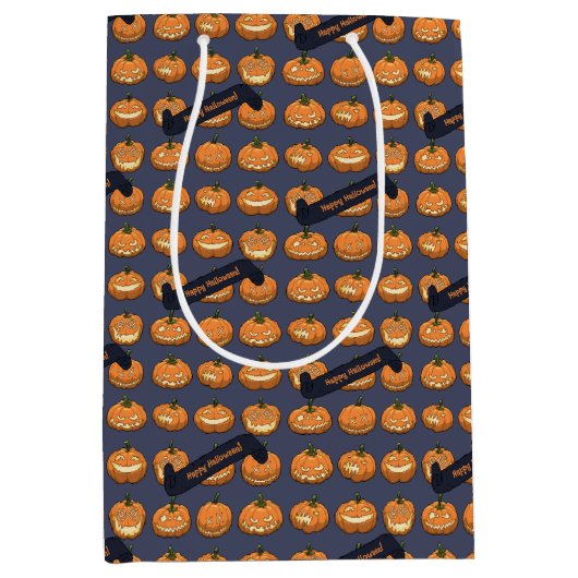 Lustiger Kürbis Halloween! Kürbisse Mittlere Geschenktüte (Vorderseite)