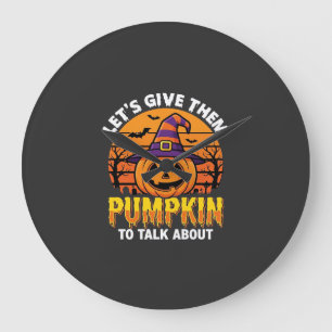 Lustiger Kürbis Halloween Wortspiel Design2 (1)_1 Große Wanduhr