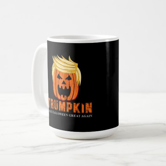 LUSTIGER KÜRBIS HALLOWEENS TRUMPKIN KAFFEETASSE (Vorderseite Links)