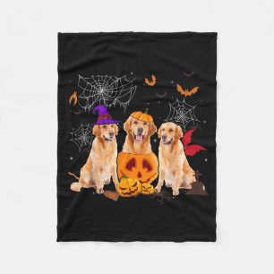 Lustiger Kürbis-Hexen-Golden-Retriever-Hund Hallow Fleecedecke