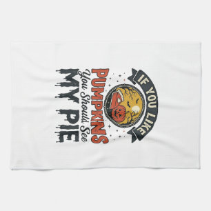 Lustiger Kürbiskuchen Halloween Vintage-Shirt-Desi Geschirrtuch